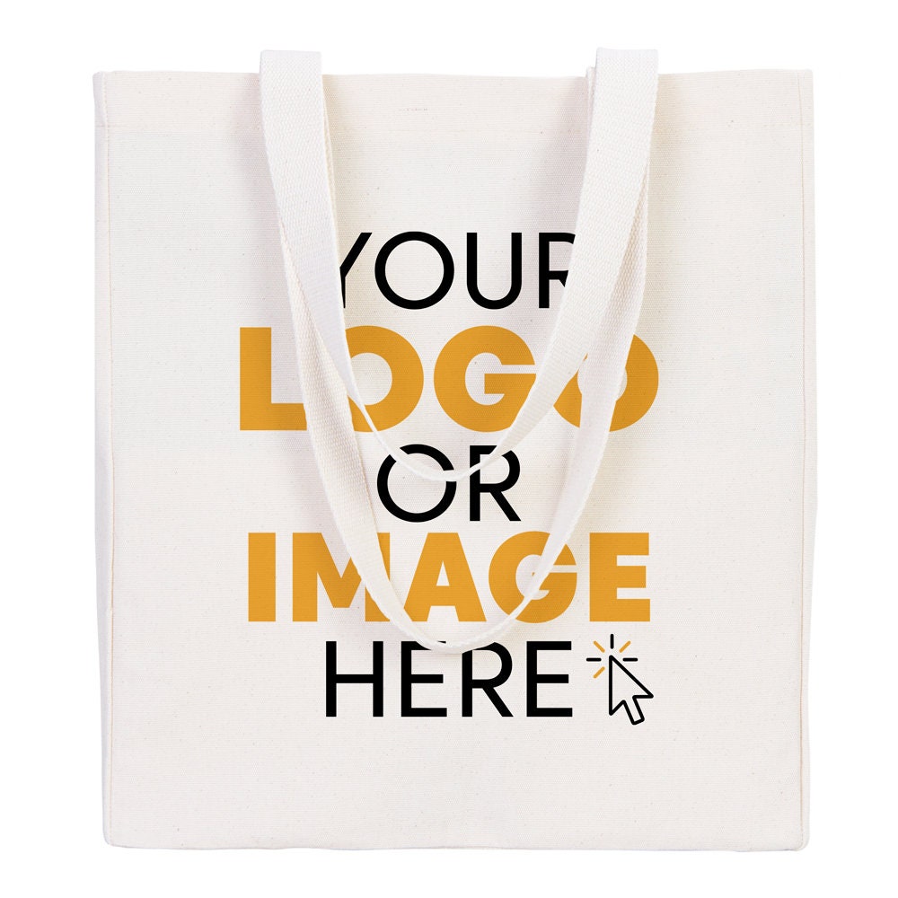 Personalized Canvas Tote Bags, 16"W x 14"H x 5"L (40 cm x 35 cm x 12 cm) Printed Wholesale Cotton Bags With Your Logo, Customizable With Your Logo