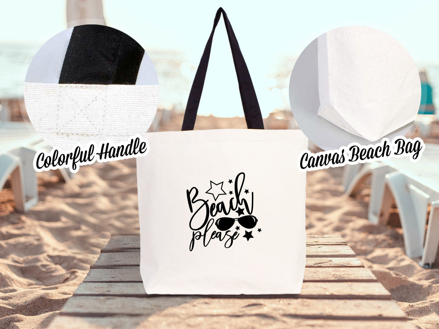 Beach Canvas Bags  19"W x 16"H x 4"L (48 cm x 41 cm x 10 cm) - Travel and Beach Bags - Welcome Wedding Bag