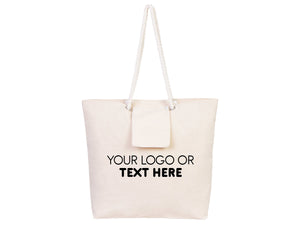 Custom Large Canvas Tote Bag with Logo & Zippered Pocket – 19"x16"x4"