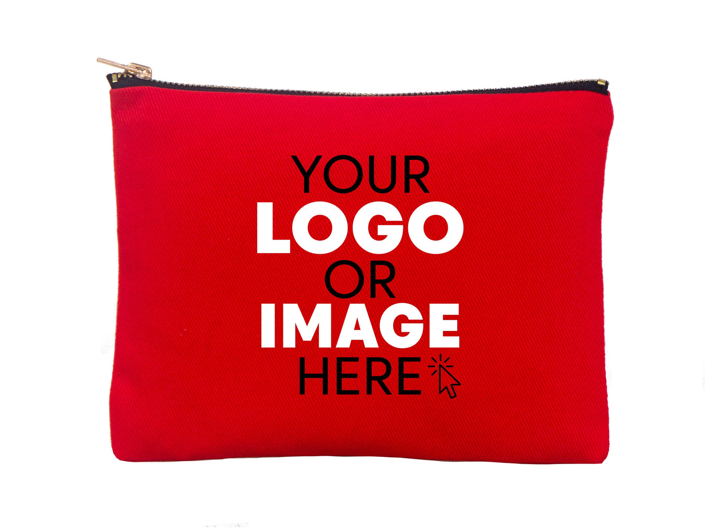 Print Your Logo Custom Red Clutch Bag 8"W x 6"H (21 cm x 15 cm), Logo Or Text Custom Here Print, Makeup Bag, Cosmetic Bag , Personalized Clutch Bag