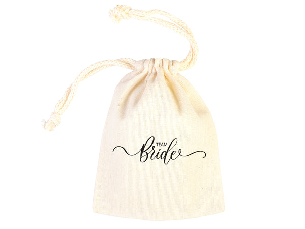 Team Bride Drawstring Pouches – Wedding Favor Bags – Bachelorette Party Gift Bags