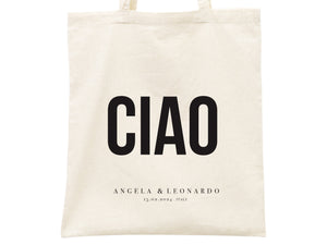 Ciao Tote Bag  -  Italy Wedding Tote Bag, Custom Wedding Totes, Wedding Welcome Bag