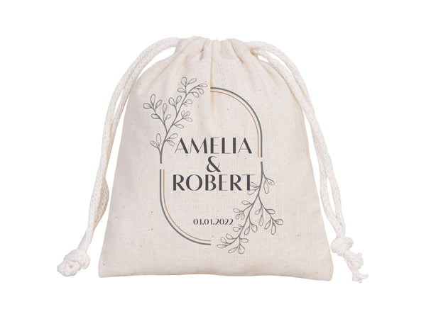 Wedding Welcome Pouch Bags – Personalized Cotton Drawstring Bridal Party Favors