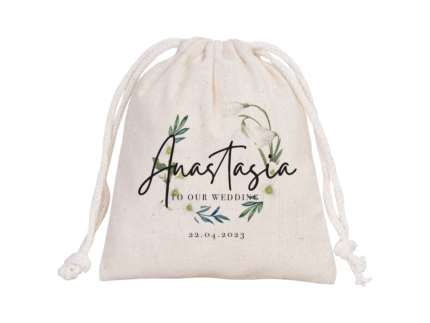 Custom Wedding Drawstring Pouches, Bridesmaid Gift Bags for Wedding - Wedding Party Favor Sacks - Personalized Bridal Party Bags