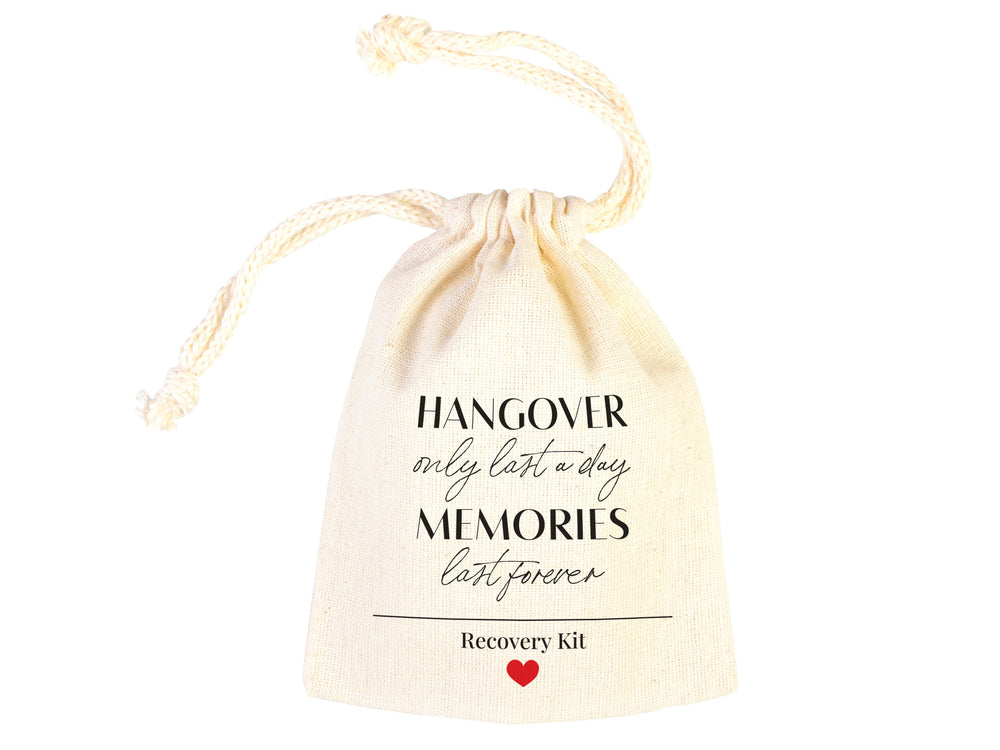 Hangover Only Last A Day, Memories Last Forever Bags - Hangover Kit Bags - Wedding Recovery Kit - Hen Party - Bachelorette Birthday Party