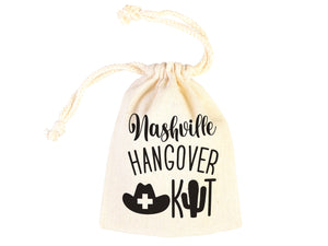 Nashville Hangover Kit Bags, Survival Kit Bags Wedding Recovery Kit Party Bachelorette Birthday Party, Organic Cotton Drawstring Pouchs Bag