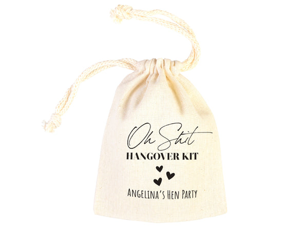 Oh Shit Kit hangover kit bags With Your name, Bachelorette Party, Survival Kits, Hangover Kits, Organic Pouches, Custom Bags