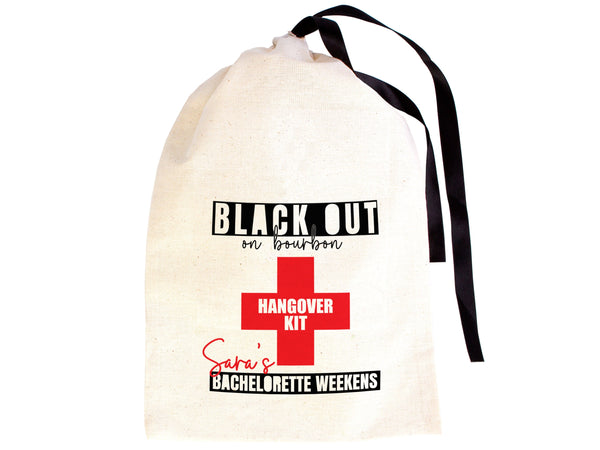 Hangover bags with Black Ribbon 2 different Sizes,  Wedding Recovery Kit Hen Party Bachelorette Birthday Party