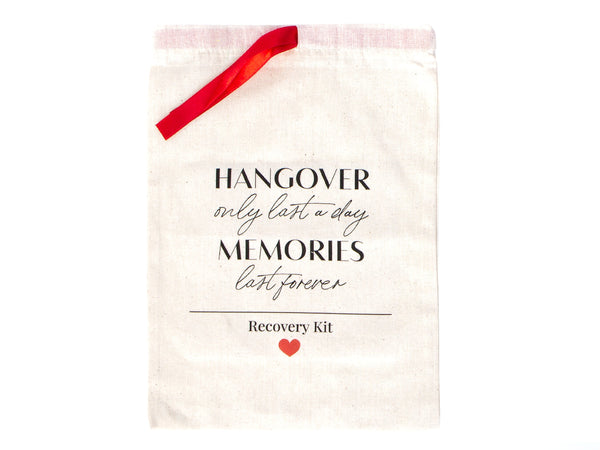 Hangover Only Last A Day Memories Last Forever Bags,  Red Ribbon bags, Wedding Recovery Kit Hen Party Bachelorette Birthday Party
