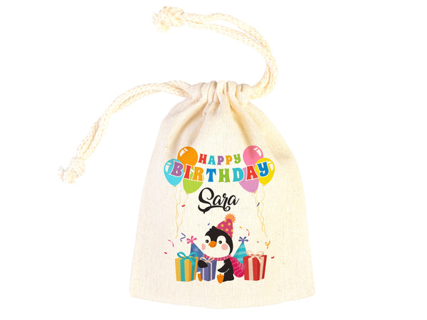 Happy Birthday Gİft Bags, Penguin, Custom Party Bags for first birthday, Personalized Bags - Custom Goodie Bags - Happy Animals For Kids