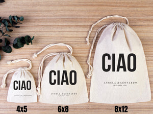 Ciao ! Italy Wedding Favor Bag, Italian Wedding Welcome Bag, Italy Gift,  Custom Italy Wedding Totes
