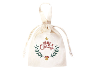 Merry Christmas Bags,  6"W x 8"H (15 cm x 20 cm) -  Happy New Year Holiday Gift Bag, Custom Family or Company Bags, Add Logo & Text,Personalized Cotton Bags