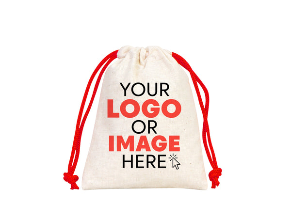 Custom Drawstring Bags -  4"W x 5"H  (10 cm x 13 cm) -  Wedding Favor Bags - Cotton Drawstring Bags