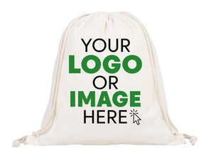 Custom Drawstring Bags - Material: 5oz Canvas, Personalized Eco-Friendly Backpacks, Logo-Printed Cotton, Personalized Cotton Pack