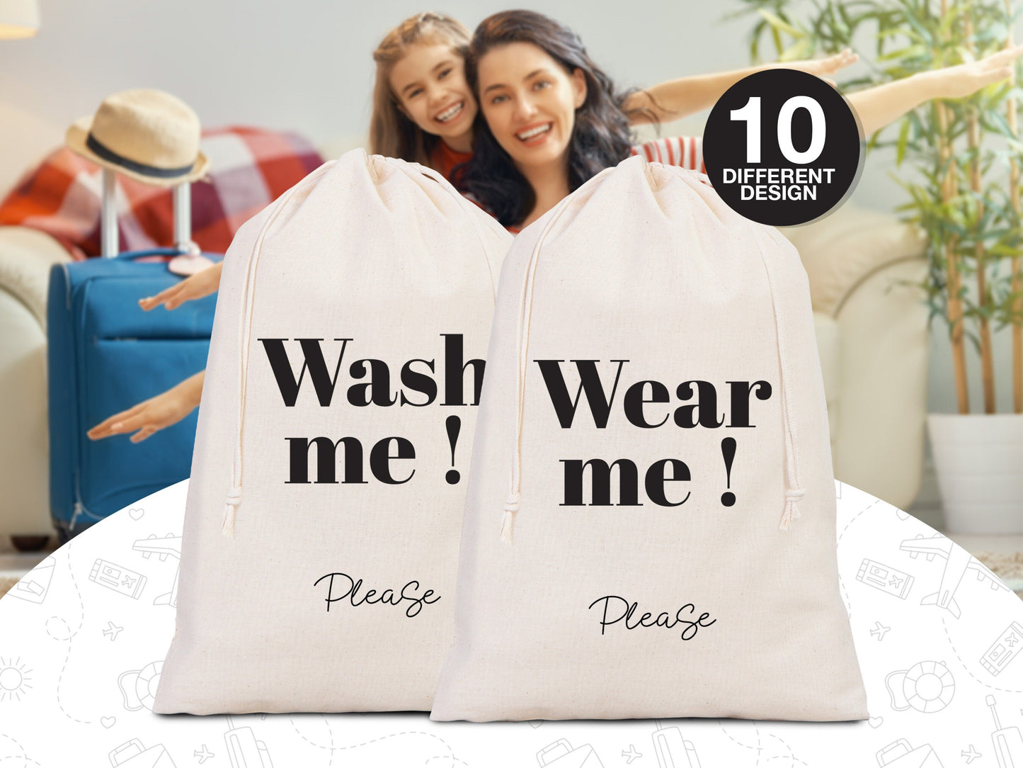 Clean and Dirty Underwear Travel Bags -  Overnight Laundry Bag Set | Lingerie & Laundry Organizer