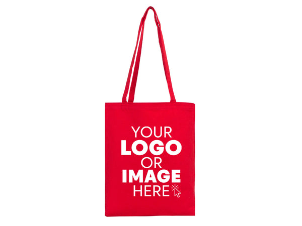 Red Canvas Custom Tote Bags 14"W x 16"H – Personalized Cotton Shopping & Gift Bags
