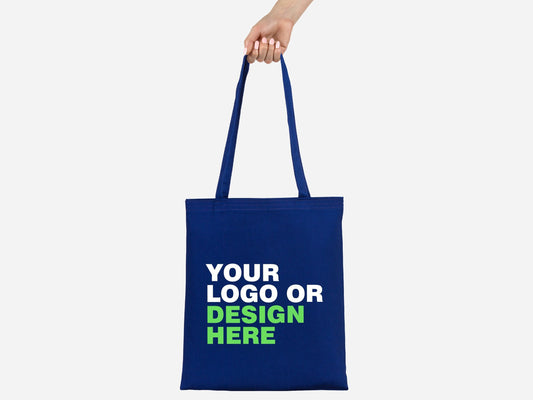 Blue Tote Bags - 14"W x 16"H (35 cm x 40 cm) Organic Cotton Cloth Bags - Colorful Cotton Bag