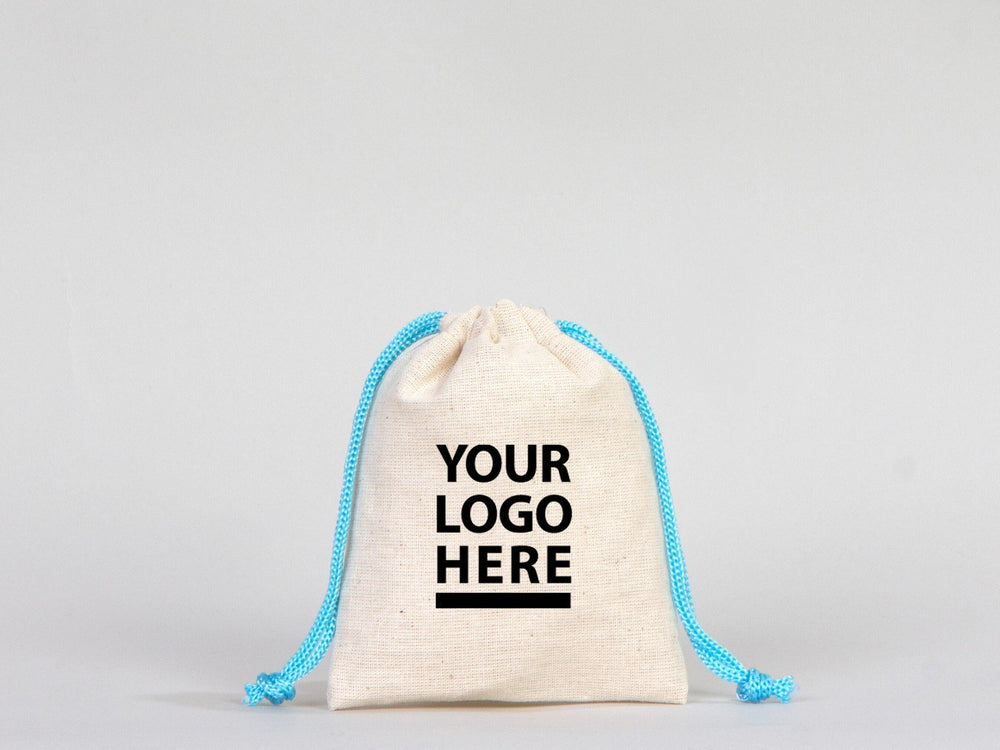 Turquoise Drawstring Custom Cotton Pouch 4"W x 5"H (10 cm x 13 cm), Great For Packing And Wrapping, Cotton Pouch Bag, Bridal shower Bag, Favor Bags Pouches