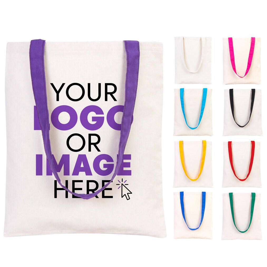 Canvas Tote Bags - 16"W x 14"H (41 cm x 36 cm) Personalized Design, Shopping - Totes with Logo -  Wedding Welcome Bag