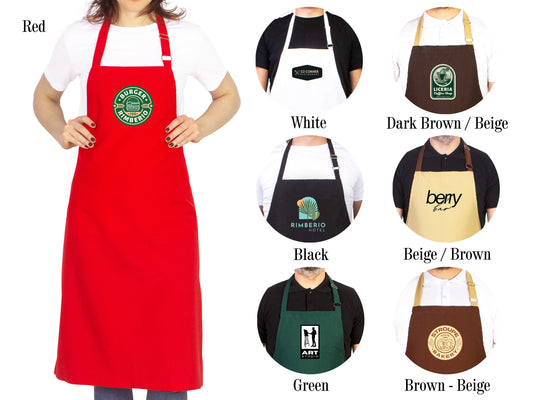 Custom Logo Apron -  Personalized Kitchen Aprons, Logo Print Options, Stylish Cooking Aprons for Chefs and Bakers, Apron For Women And For Men