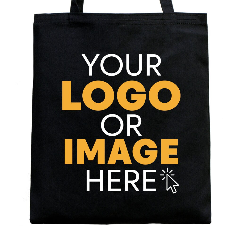 Custom Black Tote Bags 16"W x 14"H (40 cm x 35 cm)  Your Logo Or Image  Organic Cotton Eco Bags ,Gift Bags - Wholesale Tote Bag