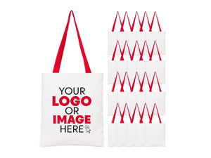 Custom Cotton Tote Bag with Red Handles – 14"x16" Personalized Logo Bag