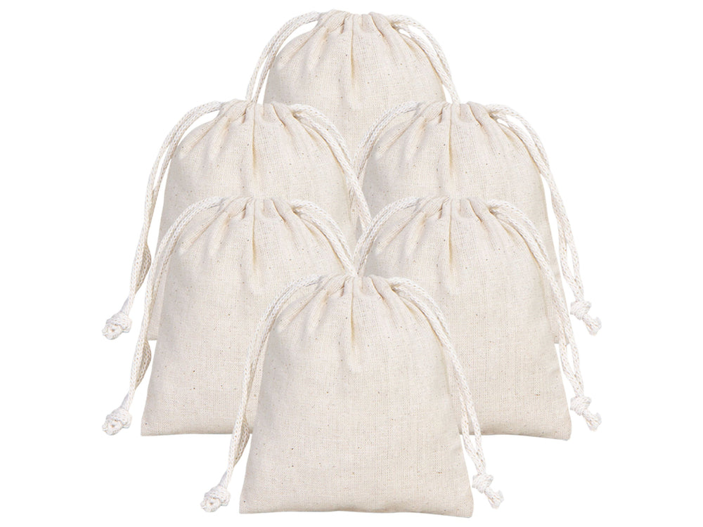 Cotton Pouch 4"W x 5"H (10 cm x 13 cm) Organic Cotton Bag - Drawstring Pouch Bags