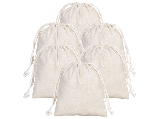 Blank Cotton Pouch 4"W x 5"H (10 cm x 13 cm) Organic Cotton Bag - Drawstring Pouch Bags Great For Packaging - Drawstring Pack -  Muslin Bag