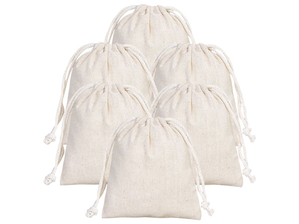 Cotton Pouch 4"W x 5"H (10 cm x 13 cm) Organic Cotton Bag - Drawstring Pouch Bags