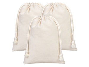 Wholasale Pouches  6"W x 8"H (15x20 cm) Cotton Muslin Bags - 100% Organic Cotton Double Drawstring - Non-Printed Cotton Muslin