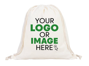 Drawstring Backpack- Material: 8oz Canvas -  Personalized Cotton Drawstring Bags Gifts For Kids and Adults -  Eco friendly Backpacks With Logo