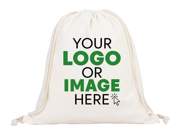 Drawstring Backpack- Material: 8oz Canvas -  Personalized Cotton Drawstring Bags Gifts For Kids and Adults -  Eco friendly Backpacks With Logo