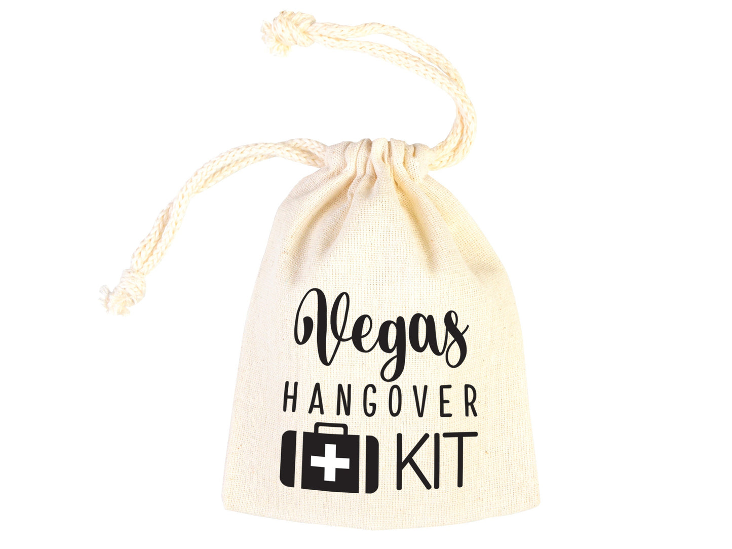 Vegas Hangover kit Bags, Vegas Party Bags, Survival, Recovery Kit Party Custom Name Print, Organic Cotton Drawstring Pouchs Bag