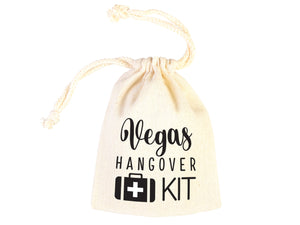 Vegas Hangover Kit Bags – Personalized Cotton Drawstring Party Favor Pouches