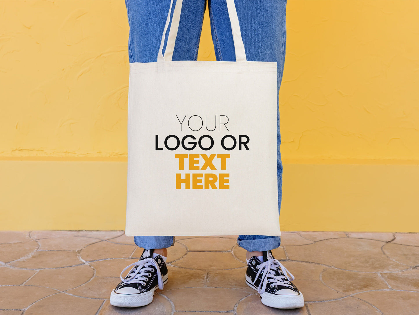 Custom Cotton Tote Bags - 14"W x 16"H (35 cm x 40 cm)  Wholesale Bag Printing - Personalized Photo - Cotton Fabric Bags