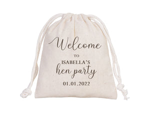 Welcome to the Wedding Pouches, Custom Bridal Party Drawstring Bags – Bridesmaid Cotton Favor Sacks