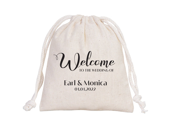 Wedding Welcome Pouch Bags – Personalized Bridal Party Drawstring Cotton Bags & Bridesmaid Gift Sacks