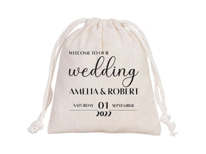 Wedding Pouch Bags – Personalized Cotton Drawstring Pouches for Bachelorette Party, Bridesmaid Gifts, Bridal Party Favors