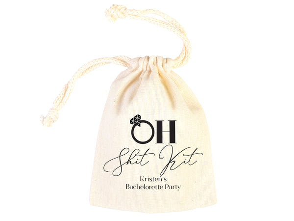 Oh Shit Kit hangover kit, Survival kit, Custom  With Your name or Design,  Bachelorette Party, Survival Kits, Hangover Kits, Organic Pouches