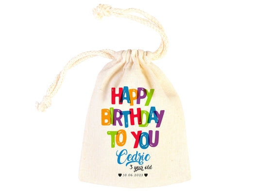 Custom Logo & Design Printed Personalized Bags - Happy Birthday Favour Bags, Custom Party Bags for 1st - Handmade Goodie Bags Happy Animals