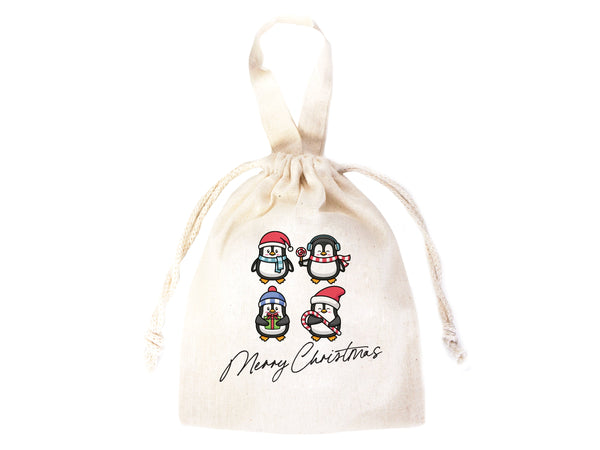 Merry Christmas Bags, 6"W x 8"H (15 cm x 20 cm) Custom Name Bags For Gift, You Can Add Name Or Photo,  Personalized Stockings Bags, Muslin Bags