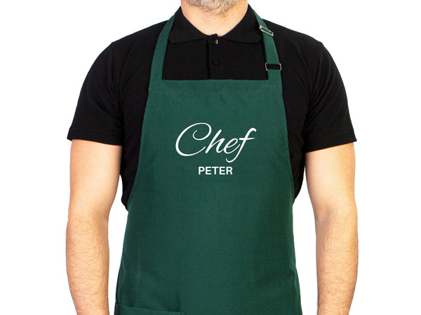 Chef Apron - Personalized Kitchen Apron for Women or Men - Custom Name Chef Apron - Logo Print Options