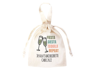 Fiesta Siesta Tequila Repeat 6"W x 8"H (15.5 cm x 20 cm) -  Hangover Kit Pouch  -  Bachelorette Party - Mexico Survival Kit - Custom Print Bags For Party