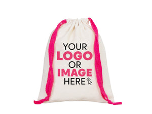 Pink Drawstring Cotton Bags 6"W x 8"H (15 cm x 20 cm), Great For Packing And Wrapping, Organic Cotton Pouch Bag, Bridal shower Bag, Custom Bag