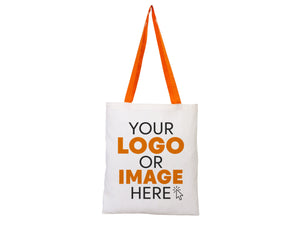 Printed Tote Bags with Orange Handles – 14"x16" Custom Cotton Logo Bags