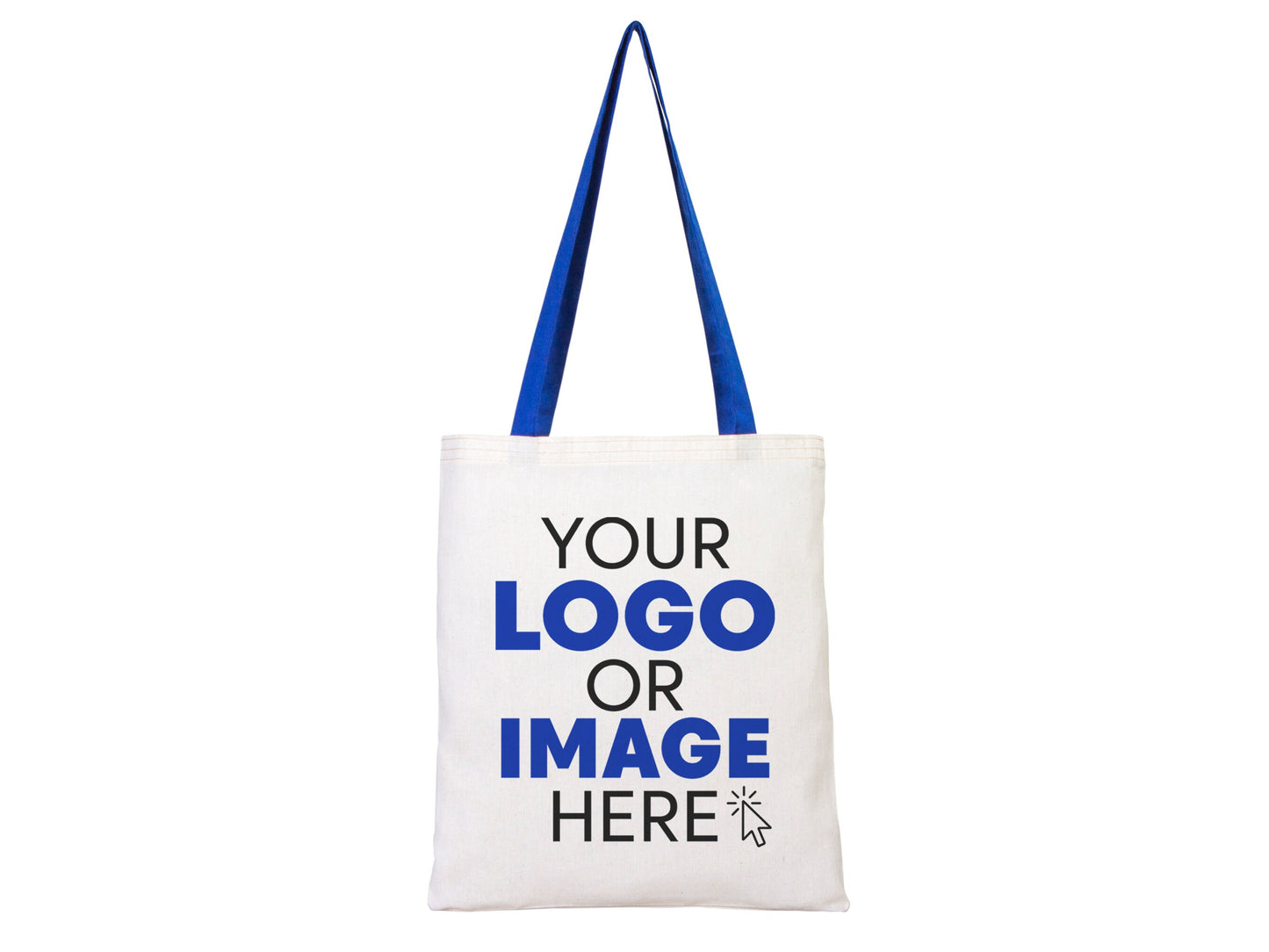 Custom Tote Bag -  16"W x 14"H (40 cm x 35 cm)  Promotional Blue Tote Bag - Wholesale Tote Bags with Your Logo - Shopping Bag