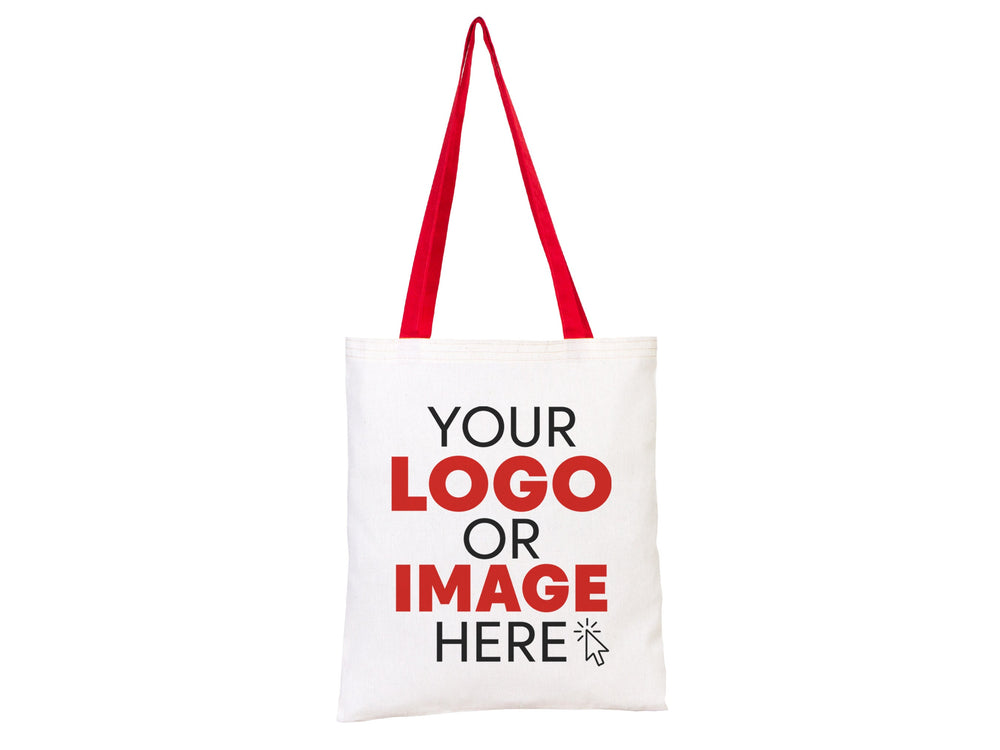 Custom Cotton Tote Bag with Red Handles – 14"x16" Personalized Logo Bag