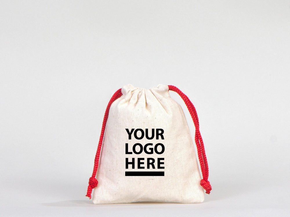 Custom Drawstring Bags -  4"W x 5"H  (10 cm x 13 cm) -  Wedding Favor Bags - Cotton Drawstring Bags