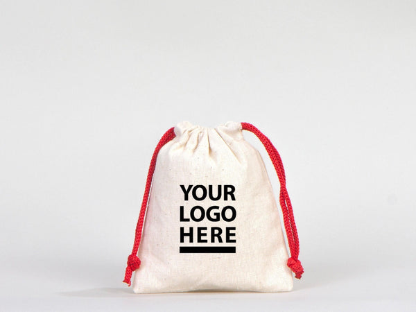 Custom Drawstring Bags -  4"W x 5"H  (10 cm x 13 cm) -  Wedding Favor Bags - Cotton Drawstring Bags