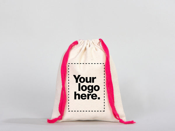 Pink Drawstring Cotton Bags 6"W x 8"H (15 cm x 20 cm), Great For Packing And Wrapping, Organic Cotton Pouch Bag, Bridal shower Bag, Custom Bag